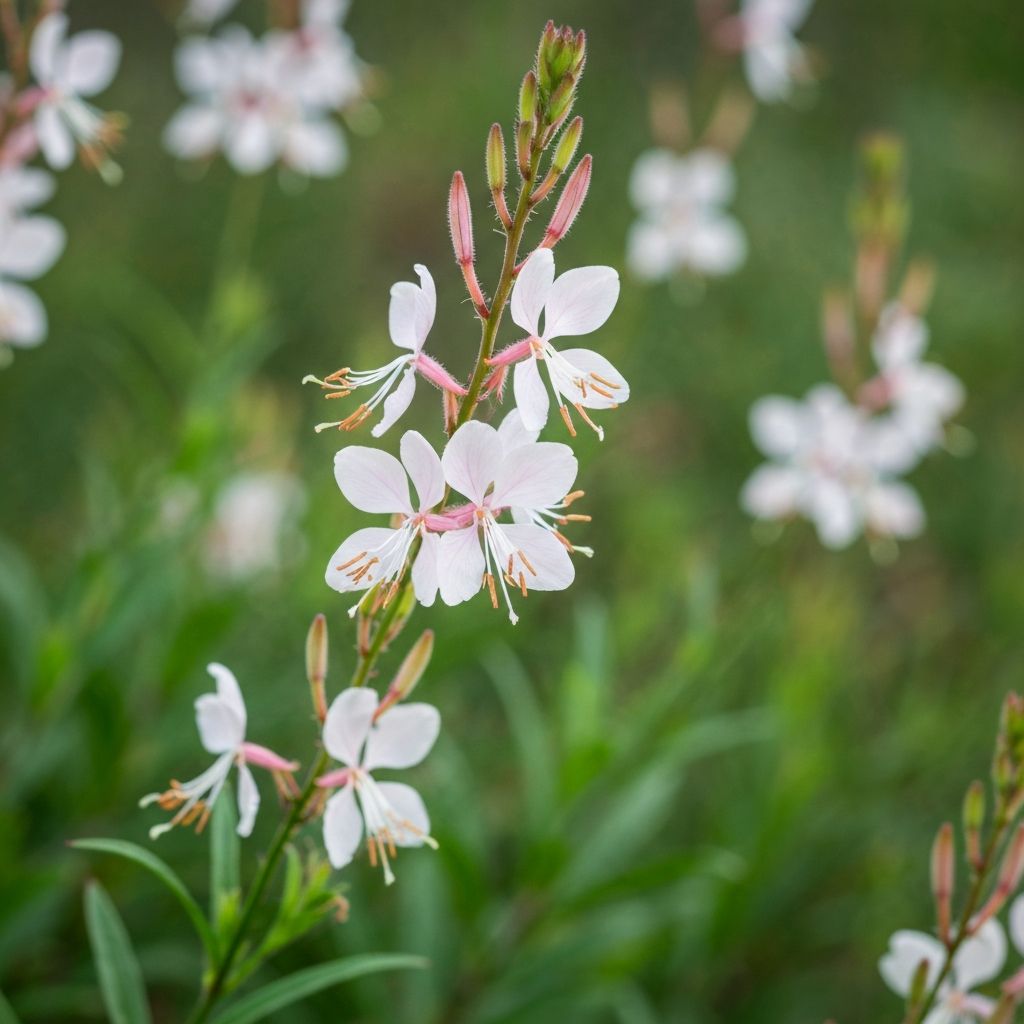 Gaura with delicate white and pink butterfly-like flowers