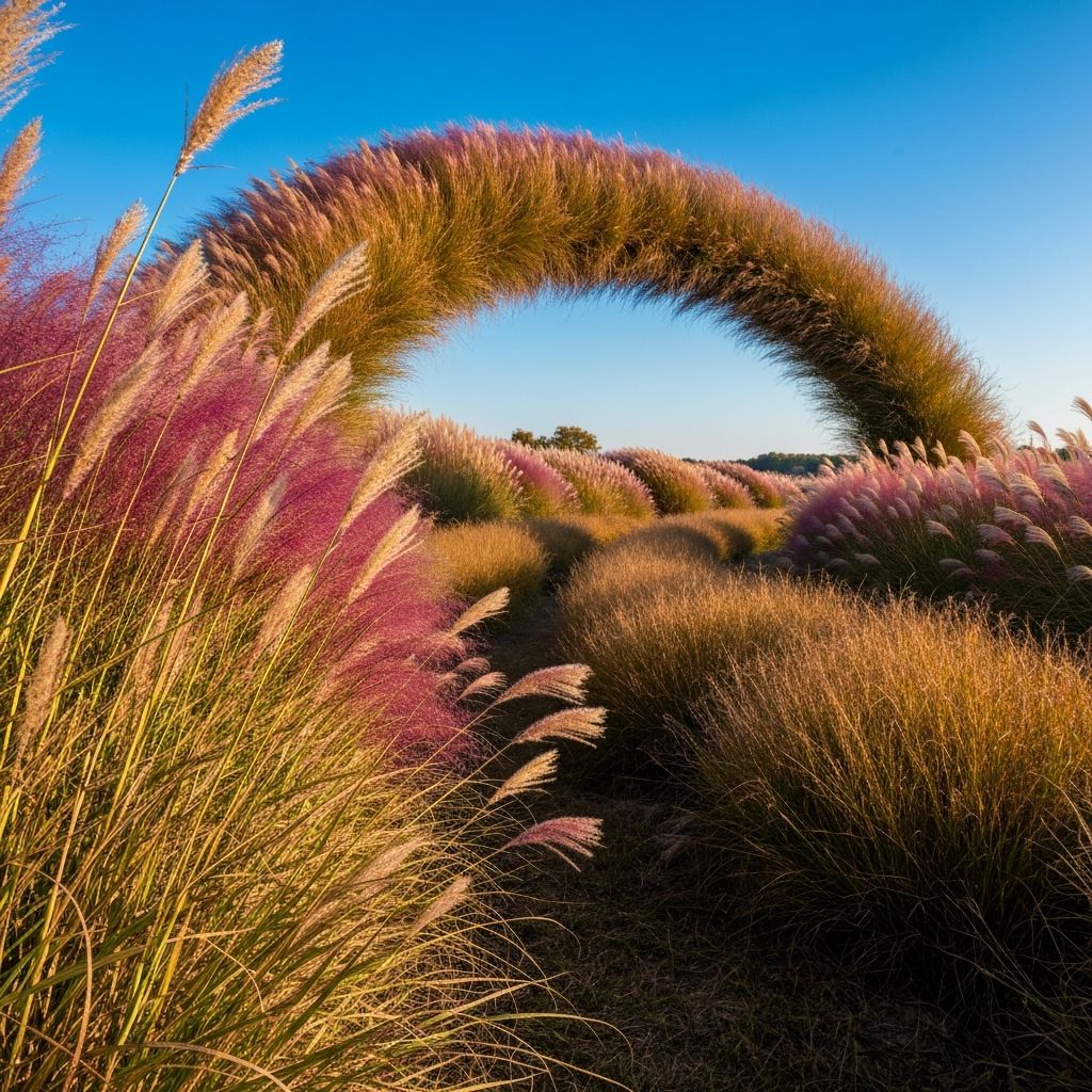 Gulf Muhly grass with stunning pink-purple plumes