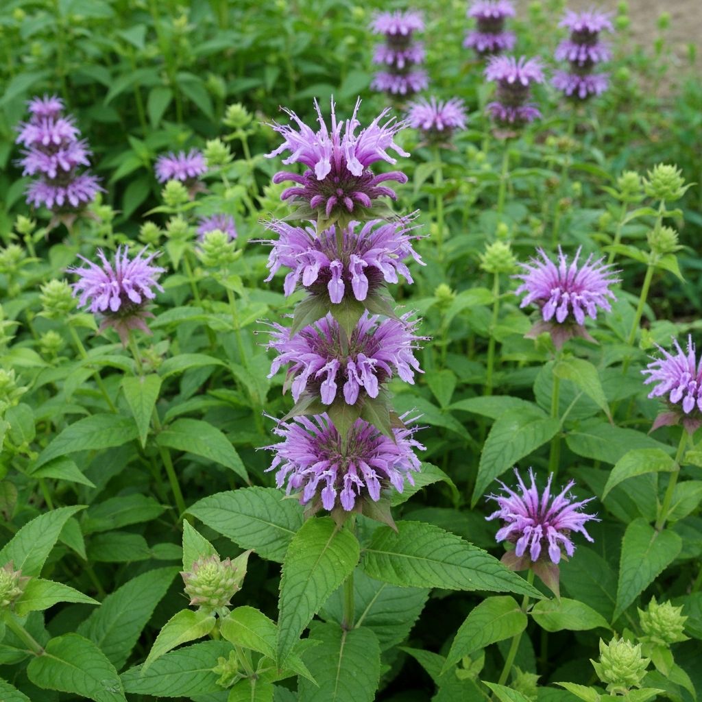 Lemon Beebalm with tiered purple flower whorls