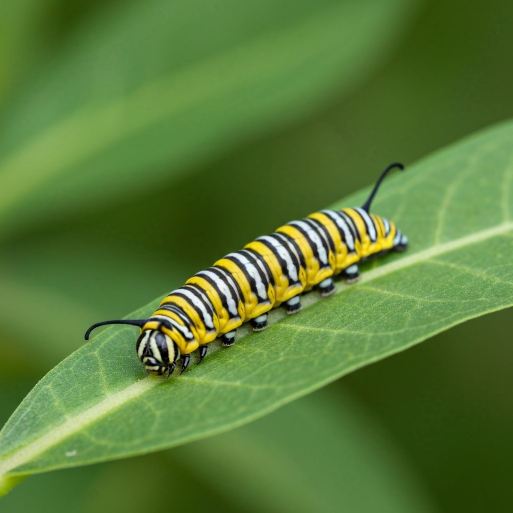 Monarch caterpillar on milkweed